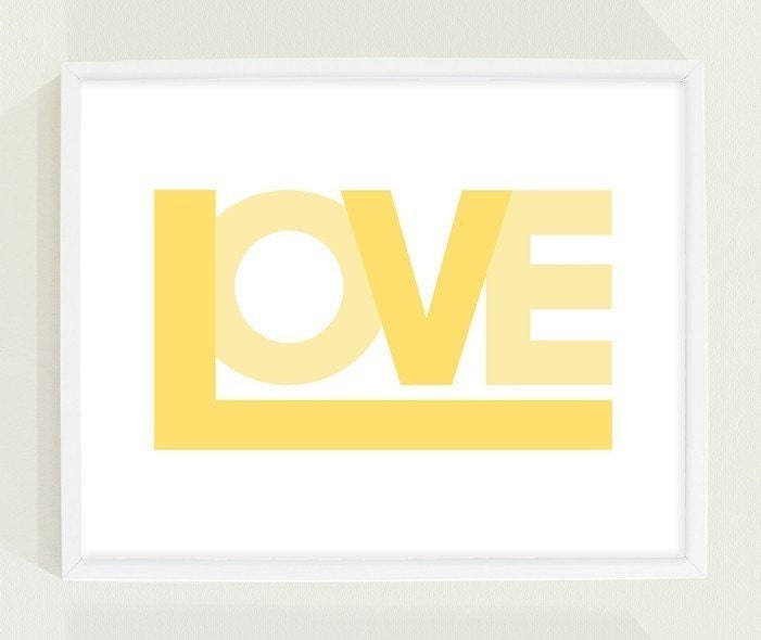 Typography Poster - Love will save the day poster in yellow
