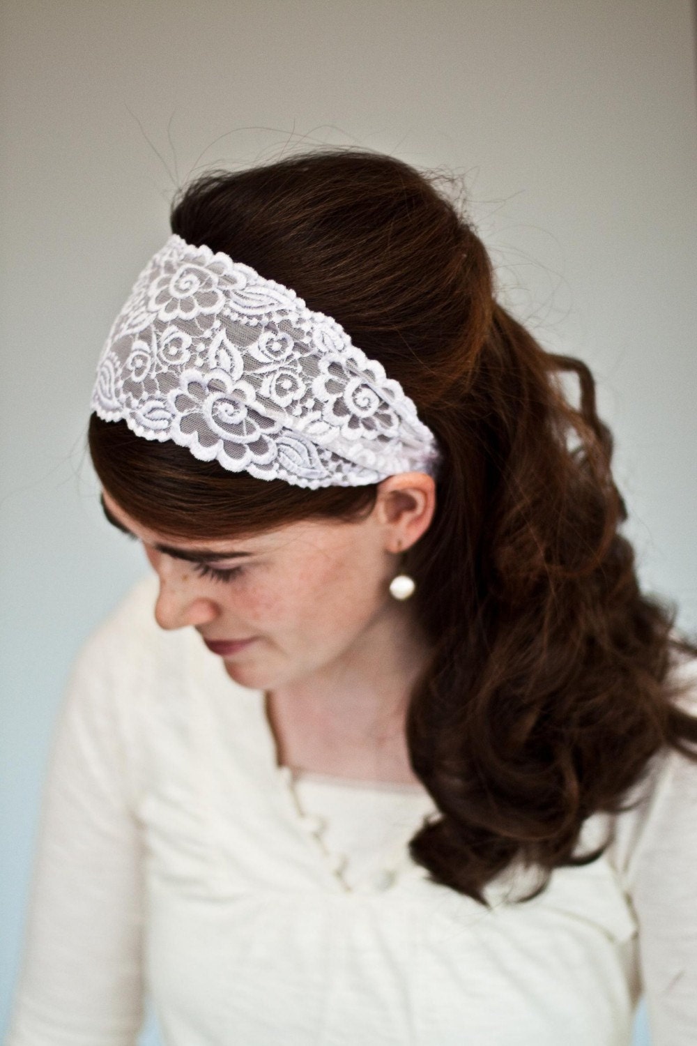 Stretch Lace headband hair band wedding veil scarf thick 4 colors to choose from