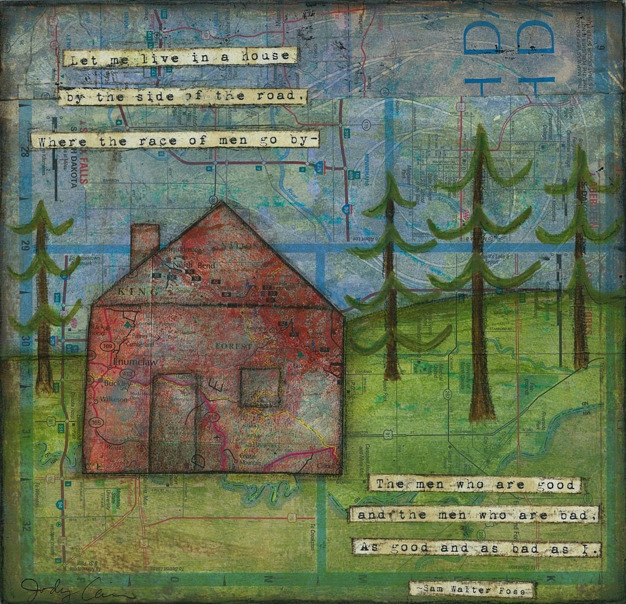 Let Me Live,
 print of original mixed media collage