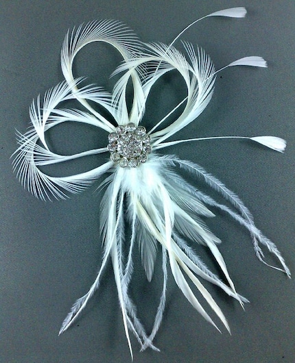 Fleur De Lis Style Bridal Hair Feather Fascinator LOVINA - CUSTOM