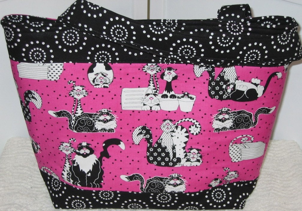 Black Cat Tote / Mischievous Kitty / Ready to ship