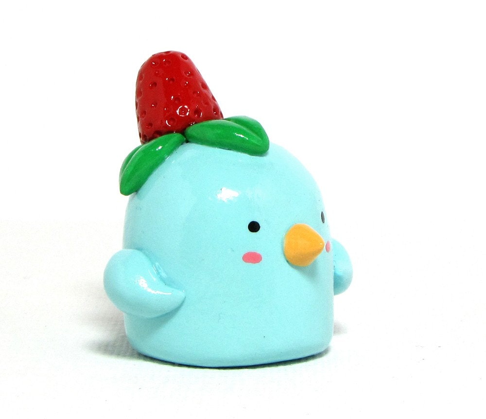Strawberry Blue Bird Figurine