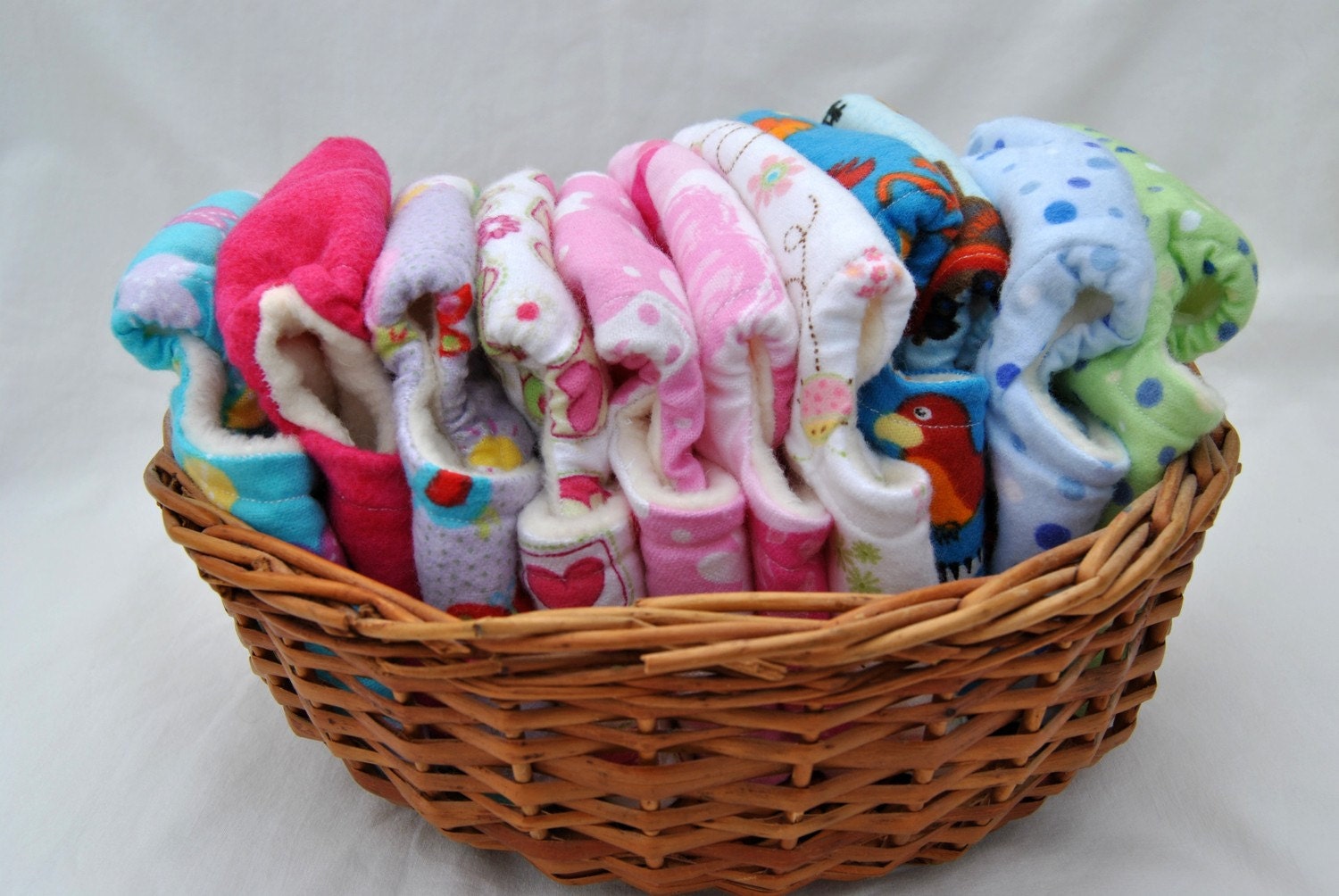 The Dot Collection - Flannel and Fleece Baby Doll Cloth Diapers - Set of two diapers.