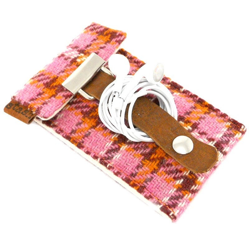 Stash iPod Touch / Classic case - pink and orange vintage wool plaid
