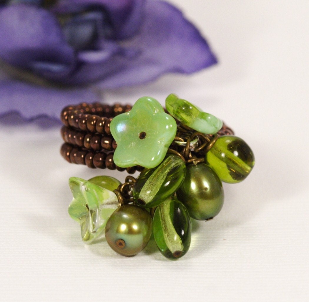 Green With Envy Floral Posy Ring