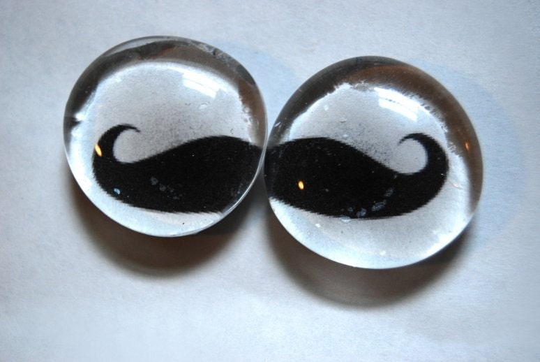 Set of 2 glass magnets The Mustache