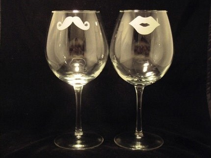 Etched His and Hers Wine Glasses by Jackglass on Etsy