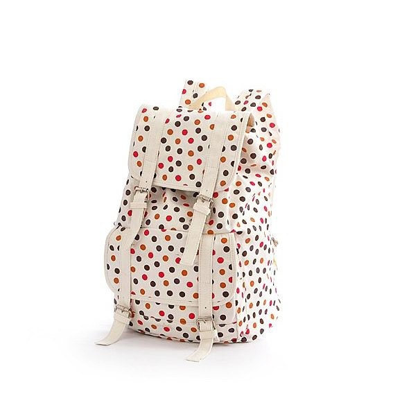 Polka Dot Canvas Large Backpack