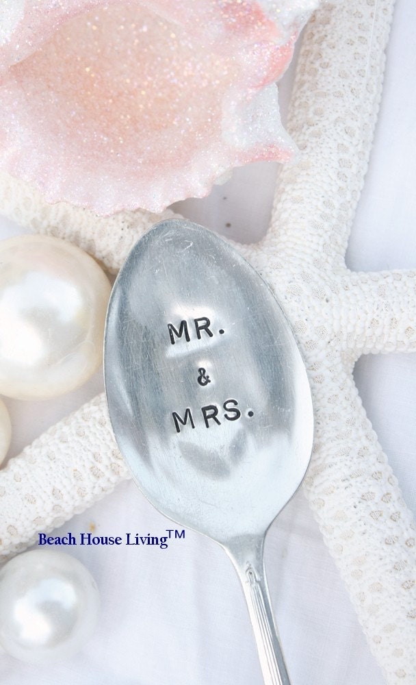 Mr and Mrs Antique Silverware Cake Topper Wedding Sign recycled silver plate flatware garden sign