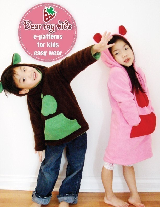 REVERSIBLE CUTIE HOODIES FOR BOYS AND GIRLS (12M - 6T) - PDF Patterns