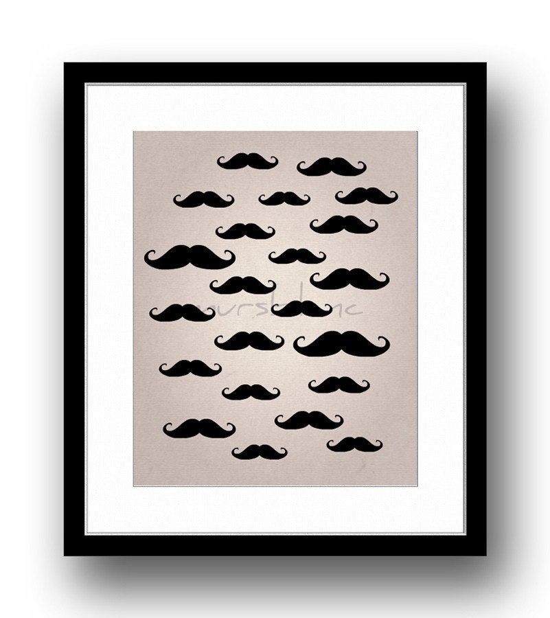 Mustache Clouds- 5x7- Typography Print- On Canvas Paper