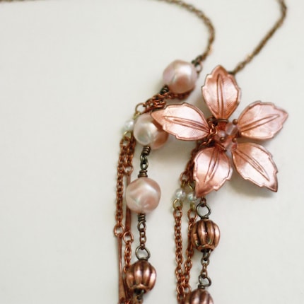 Copper Accent Flower Necklace