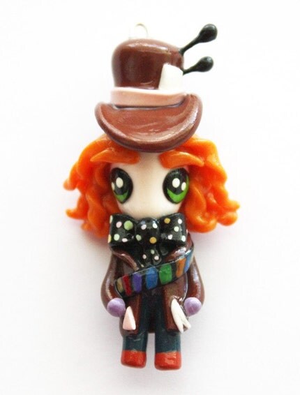 FREE SHIPPING - Mad Hatter - Alice in Wonderland - Miniature Sculpture - Charm Necklace