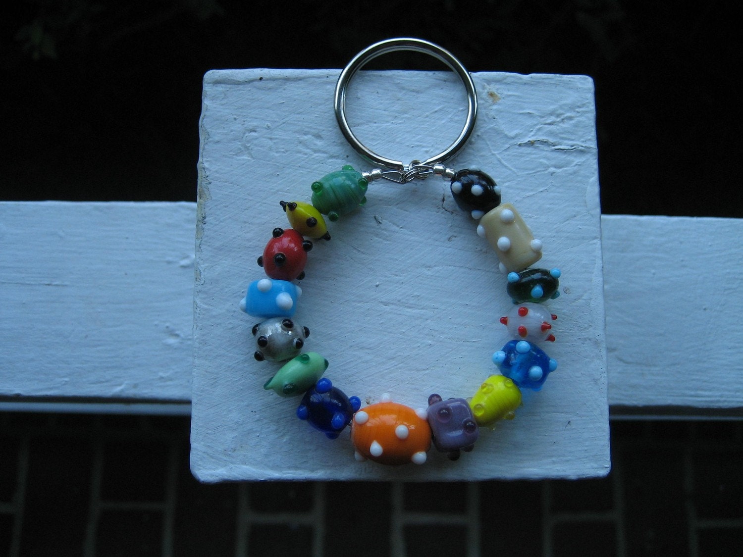 Multicolored Glass Bead Keychain