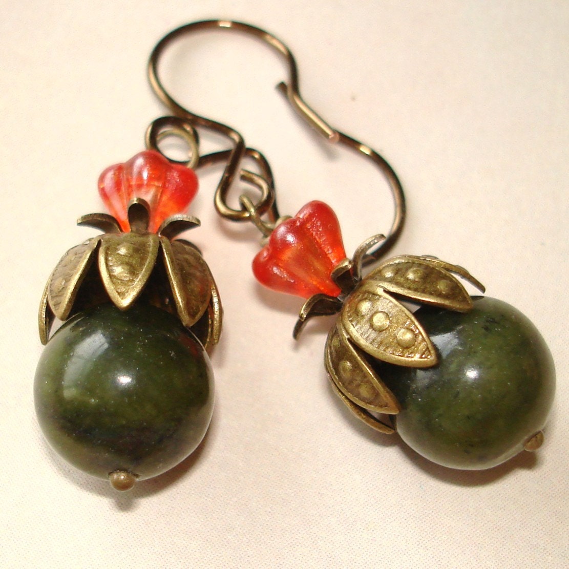 Winter Berry Dainty and Lovely Jade Earrings