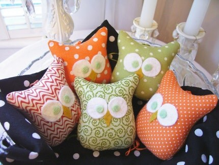 Five Darling Little Fall Owl Ornaments....Soooo Cute