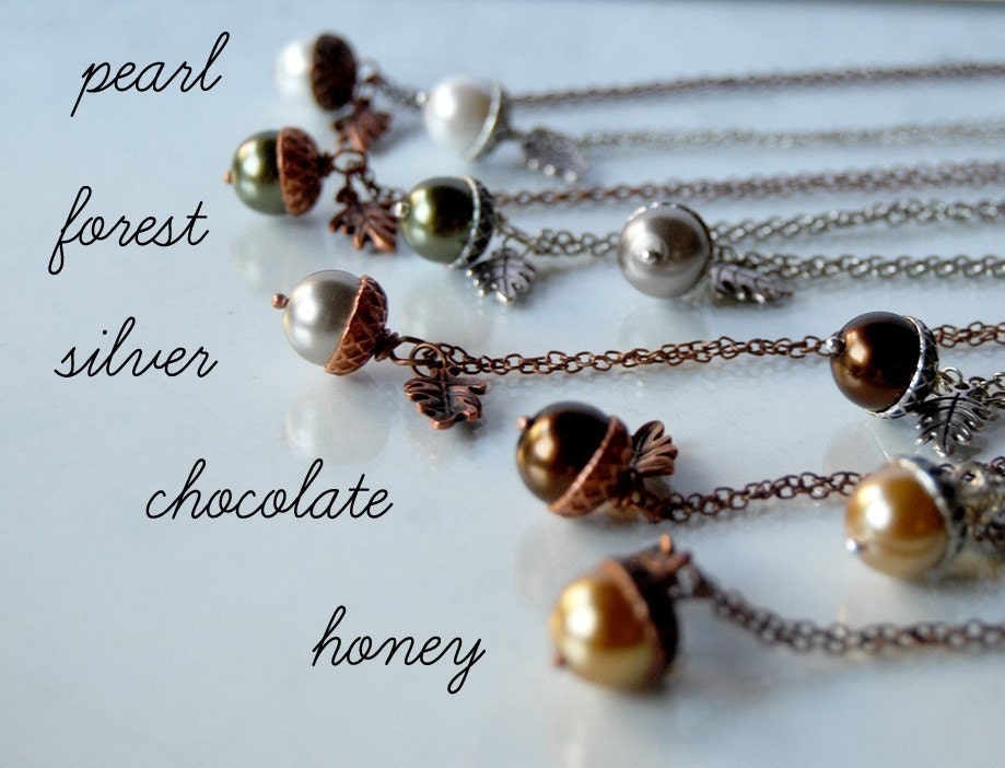 Chocolate and Copper Acorn Necklace