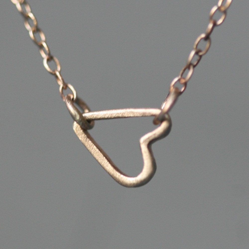 Tiny Sideways Heart Necklace in 14K Gold