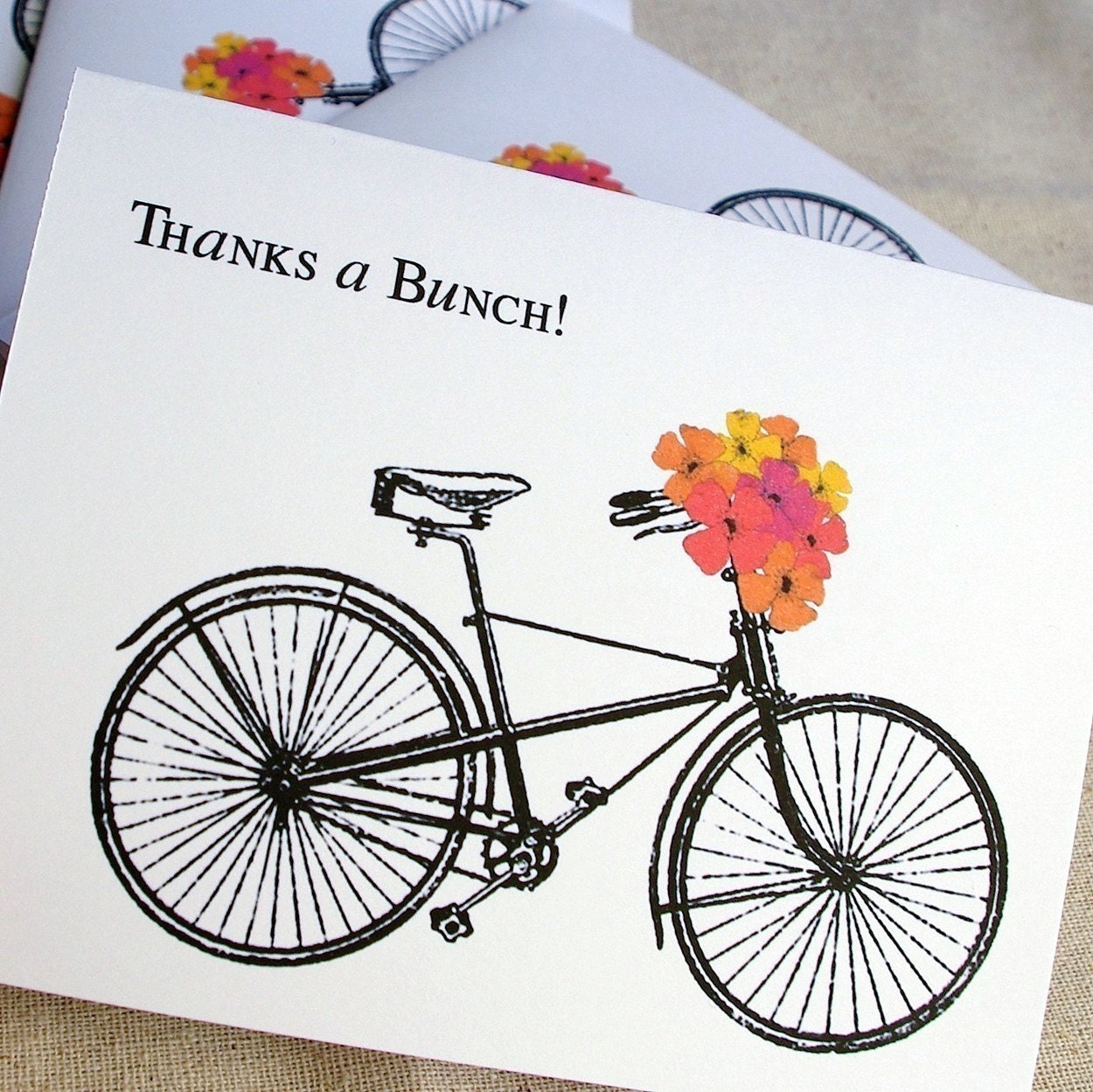 4 Thanks A Bunch Vintage Bicycle Card Set