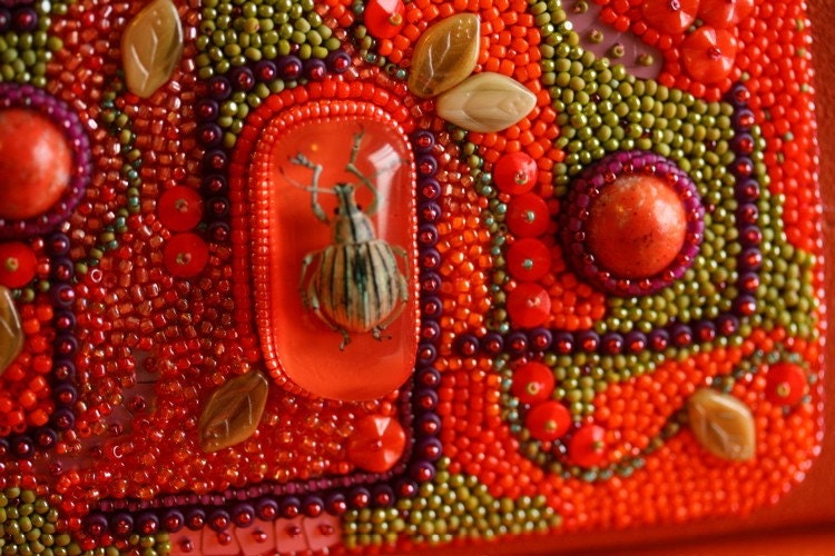 Mostly Orange Bead Embroidered Clutch