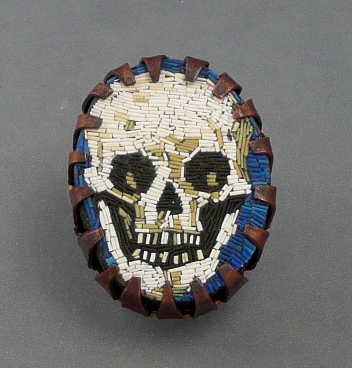Micromosaic Skull Pin