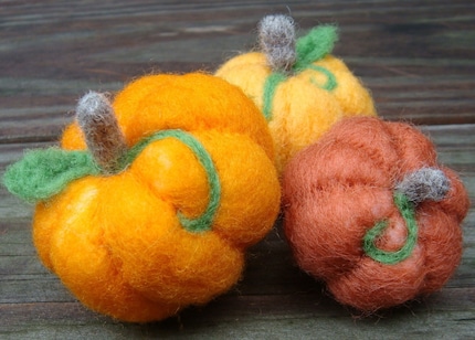Needle Felted Pumpkin Set - Fall Harvest Oranges