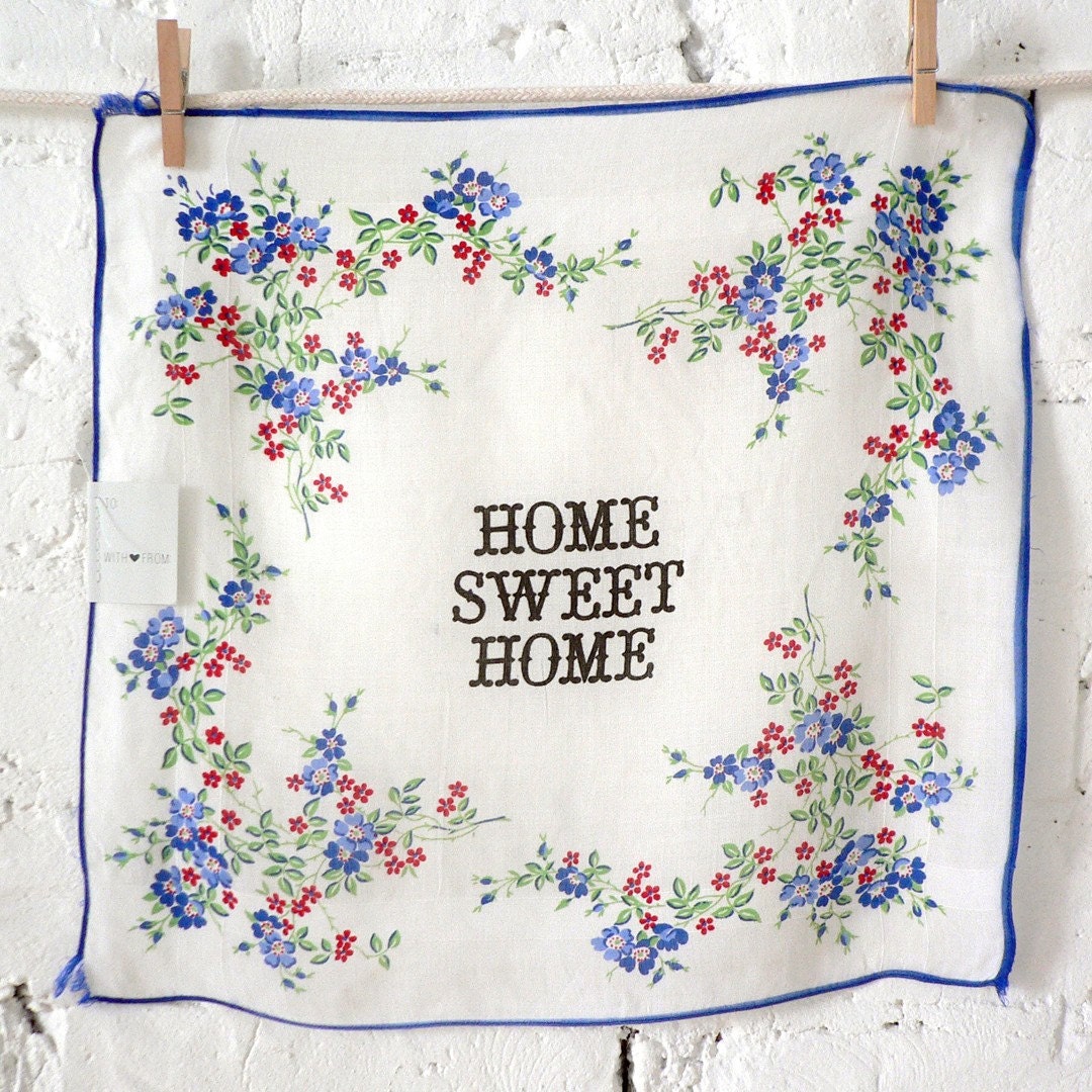 HOME SWEET HOME Vintage Handkerchief Card