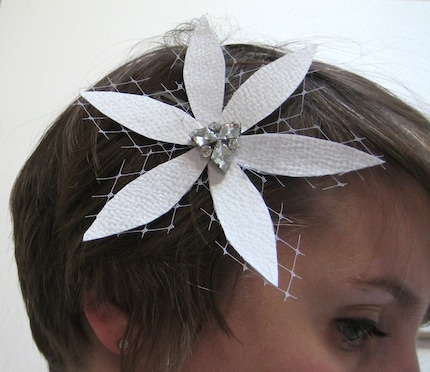 Silk and Fishnet Flower Hair Pin