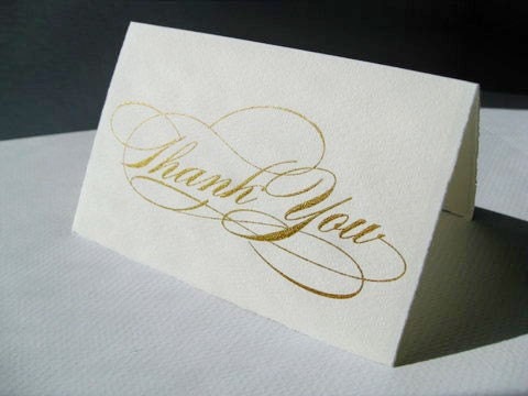 Gold 'Thank You' Fabriano folded card