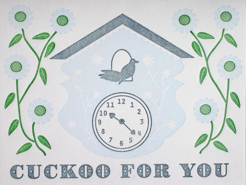 cuckoo for you (light blue) greeting card