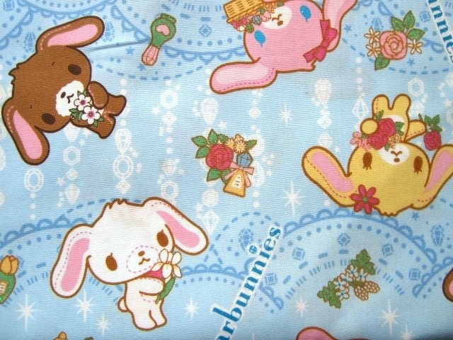 Cute Japanese Cotton Fabric-Sugarbunnies Half Yard (F402)