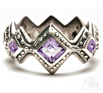 Renaissance Wedding Ring - Amethyst Gothic Rings - Designed By Tara Greer