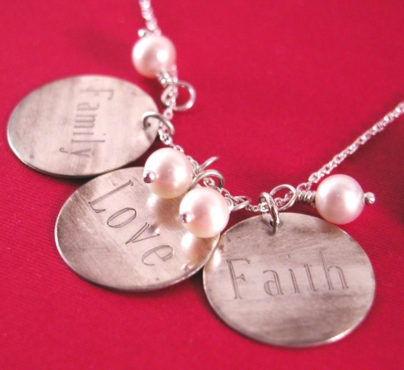 Etsy JuliaCatherine Family Love Faith Necklace Sterling Silver with