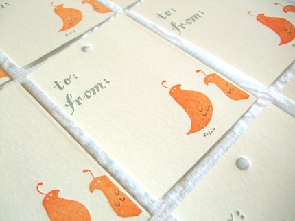Orange and Gray Birds Set of 9 By Etsy seller SycamoreStreetPress 