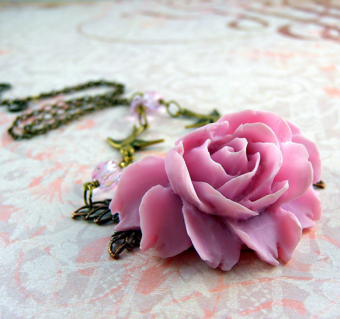 Handmade Jewelry on Etsy - Romantic Baby Pink Rose by decoratethediva