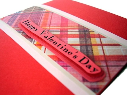 handmade cards for valentines day. Checkered Red Happy Valentine's Day Handmade Card Code : VDay05