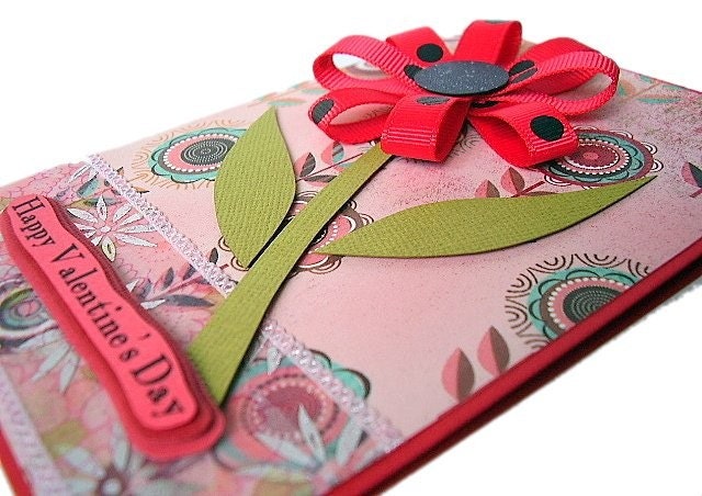Handmade Valentines  Cards on Handmade Card Red Flower Happy Valentine S Day Handmade Card