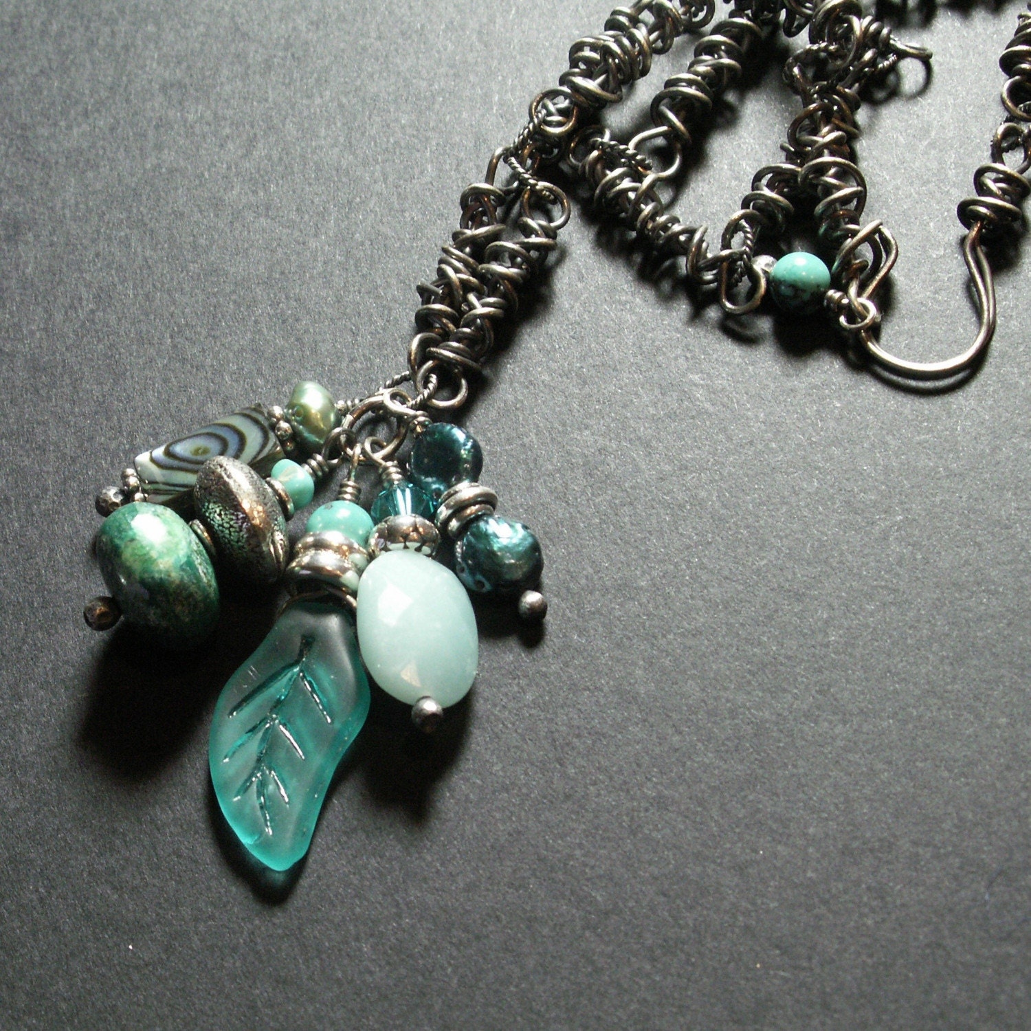sterling silver jewelry wire wrapped aqua blue chrysocolla amazonite turquoise abalone