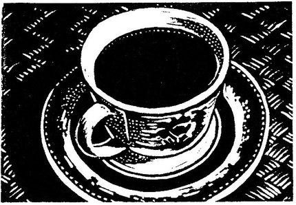 'Coffee Brewing Original Linocut ACEO' - flyingmonkeystudio on Etsy