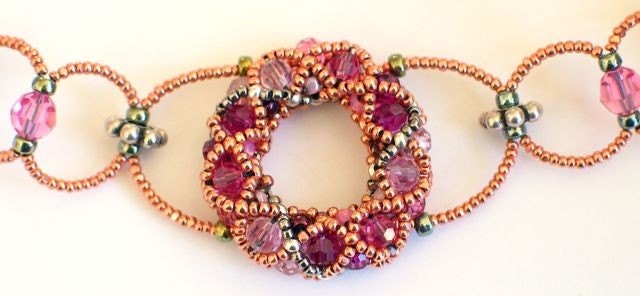 Ring Nebula Beaded Necklace -- Strawberry Striped Torus