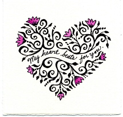 Heart Beat hand drawn Valentine card