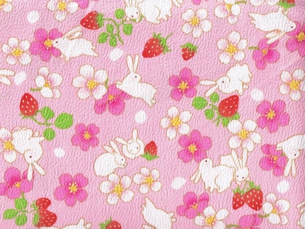 Japanese Bunnies and Strawberries - Pink