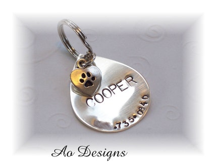 Large Teardrop Pet ID Tag with Heart Charm