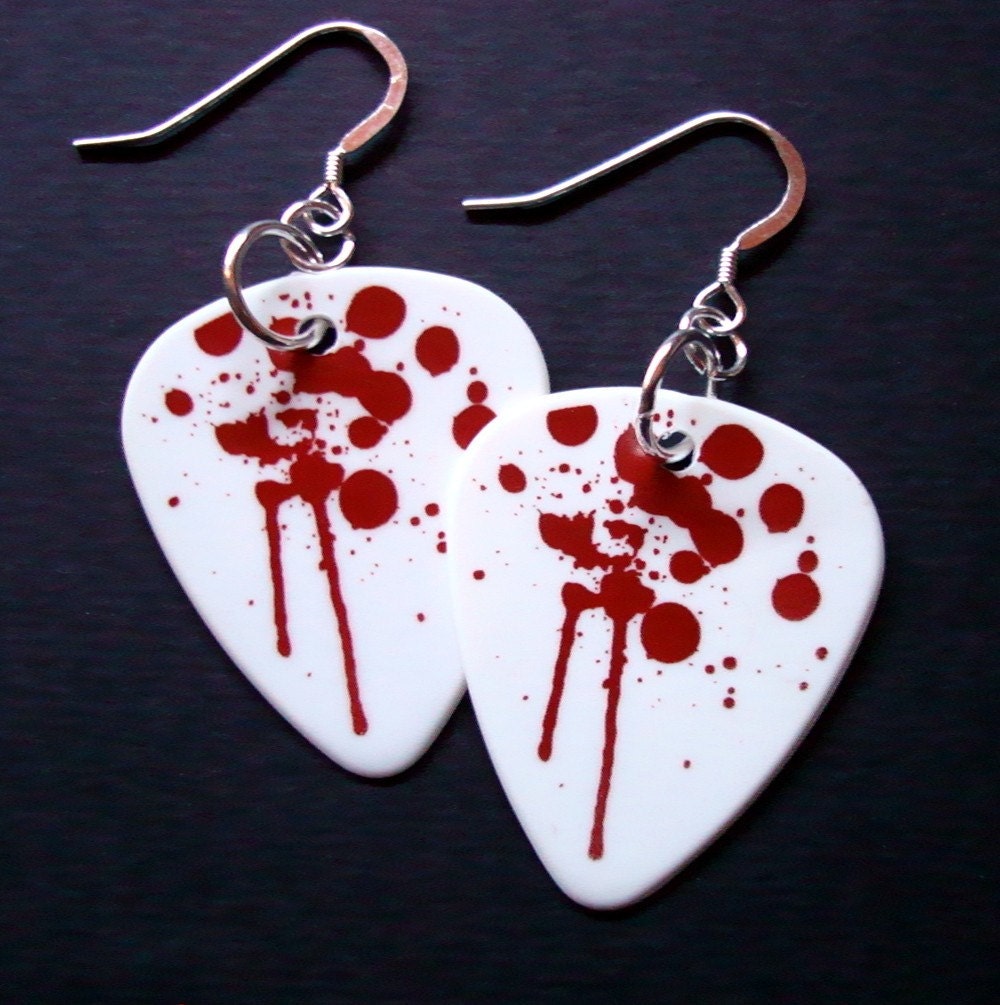 CARRIE a.k.a OH THE HORROR Dripping Blood Guitar Pick Earrings
