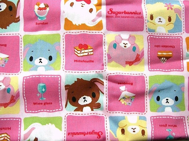 Cute Japanese Cotton Fabric-Sugarbunnies-San-X Bunny Character 1 Yard (F374)