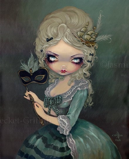 Marie Antoinette Masquerade Rococo fairy gothic big eye lowbrow fantasy art print by Jasmine Becket-Griffith 12x16 BIG
