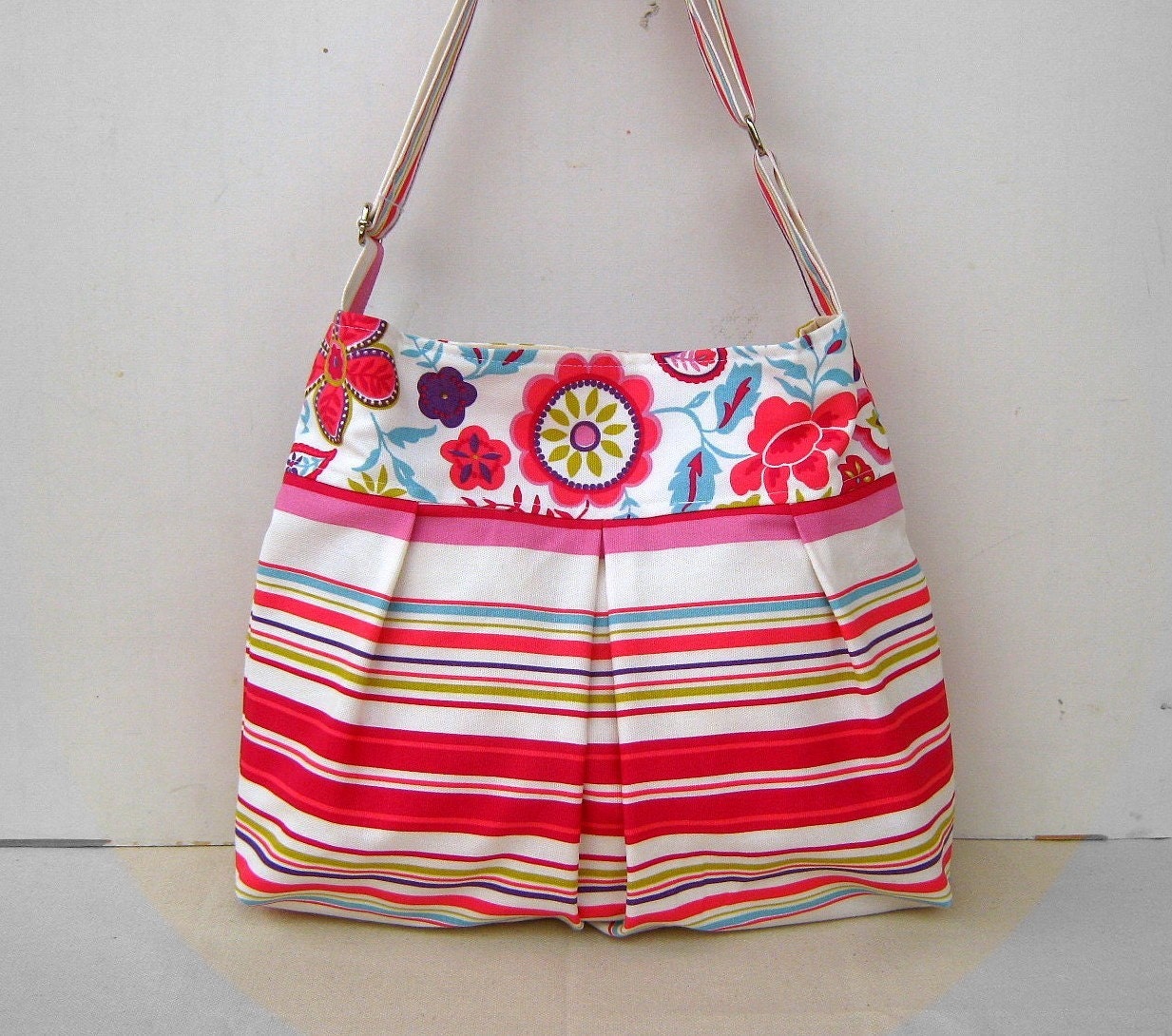 Floral Lines --everyday purse, with an adjustable strap--