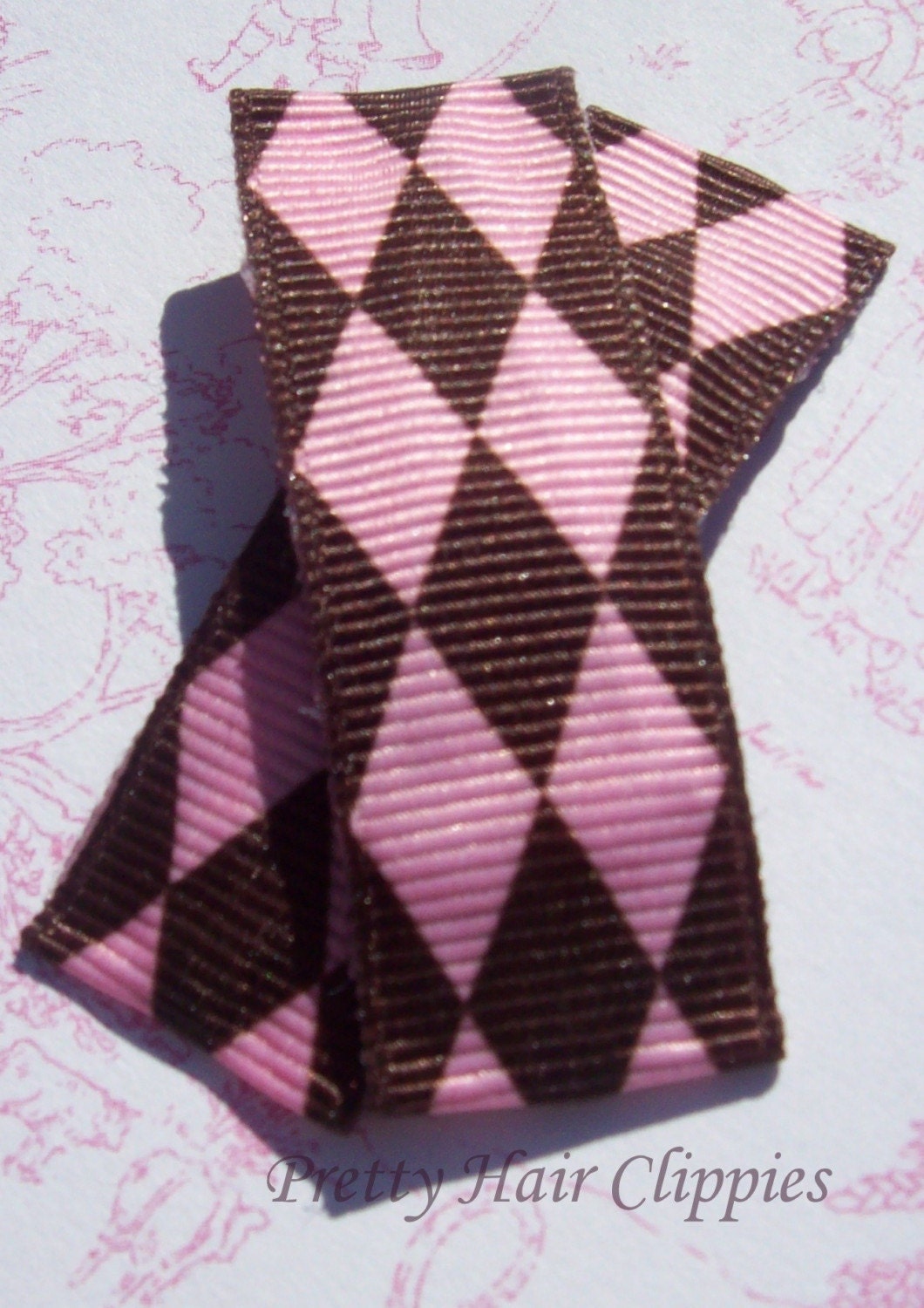 Urban Diamonds Brown and Pink Hair Clip - Set of 2