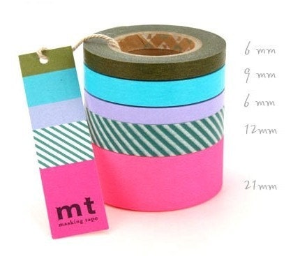 Colored Paper Masking Tape Sweet Set HOT PINK Mix