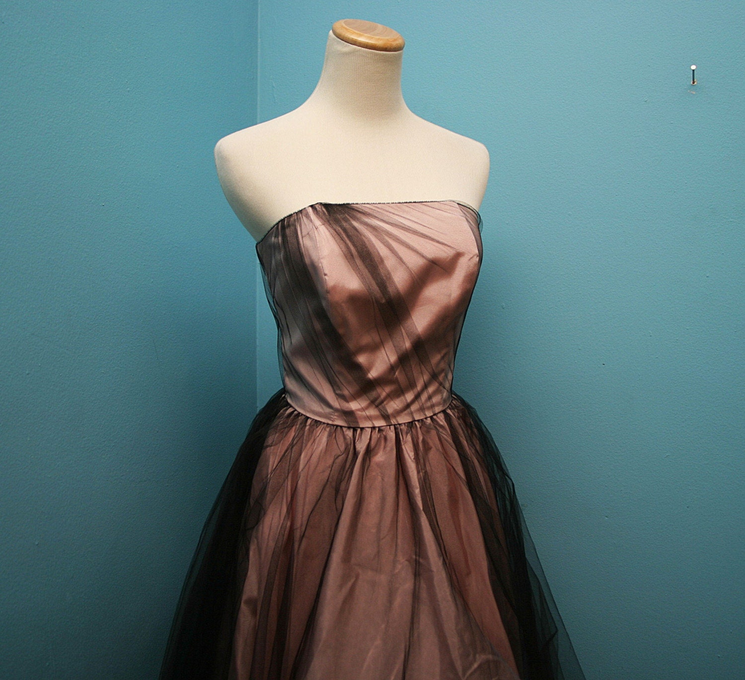 VTG Pink BALLERINA Princess GOWN with BLACK Net Overlay  XS/S